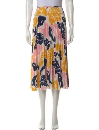 Pre-owned Cedric Charlier Printed Midi Length Skirt In Yellow