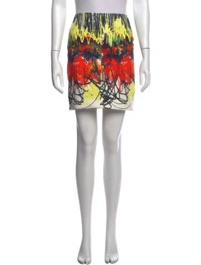 Pre-owned Cedric Charlier Printed Mini Skirt In Black/red/white