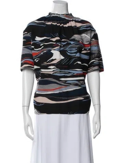Pre-owned Cedric Charlier Printed Short Sleeve Blouse In Multicolor