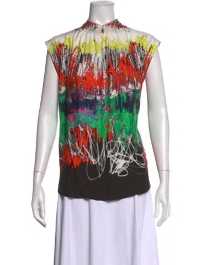 Pre-owned Cedric Charlier Printed Sleeveless Top In White