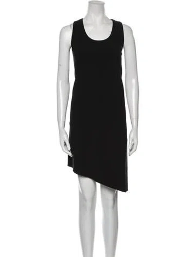 Pre-owned Cedric Charlier Scoop Neck Knee-length Dress In Black