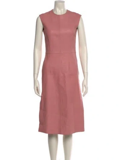 Pre-owned Cedric Charlier Shearling Midi Length Dress In Pink