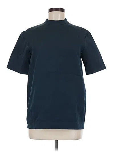 Pre-owned Cedric Charlier Short Sleeve Top Blue Mock Neckline Tops