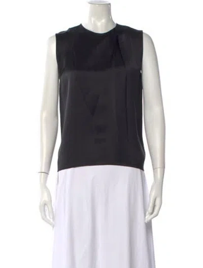 Pre-owned Cedric Charlier Silk Crew Neck Top In Black