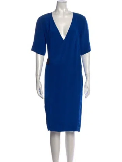 Pre-owned Cedric Charlier Silk Knee-length Dress In Blue