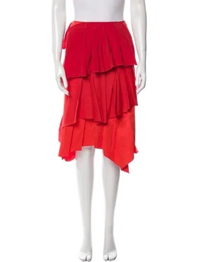 Pre-owned Cedric Charlier Silk Knee-length Skirt W/ Tags In Red