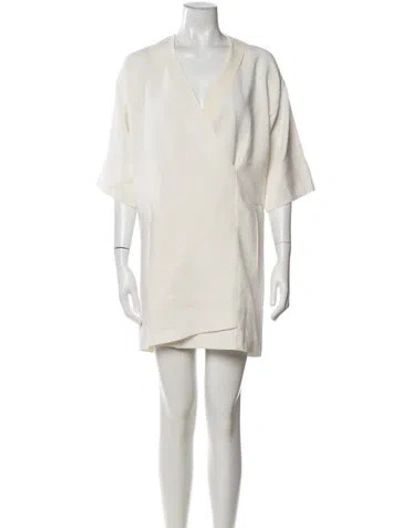 Pre-owned Cedric Charlier Silk Mini Dress In Neutrals/white