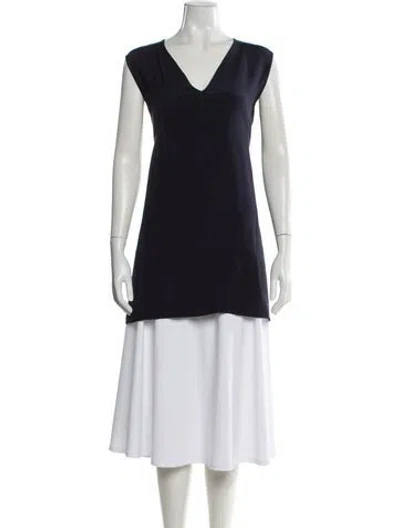 Pre-owned Cedric Charlier Silk V-neck Tunic In Blue