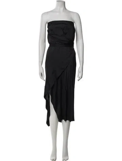 Pre-owned Cedric Charlier Strapless Midi Length Dress In Black