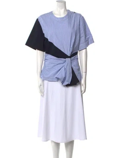 Pre-owned Cedric Charlier Striped Crew Neck Blouse W/ Tags In Blue