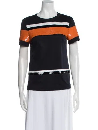 Pre-owned Cedric Charlier Striped Crew Neck Top In Blue