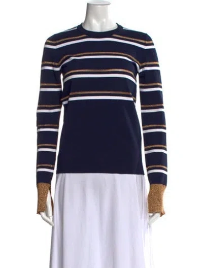 Pre-owned Cedric Charlier Striped Crew Neck Top In Blue