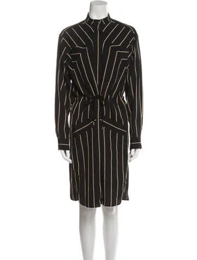 Pre-owned Cedric Charlier Striped Knee-length Dress In Black