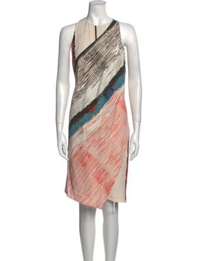 Pre-owned Cedric Charlier Striped Knee-length Dress In White