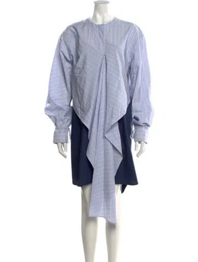Pre-owned Cedric Charlier Striped Mini Dress W/ Tags In Blue