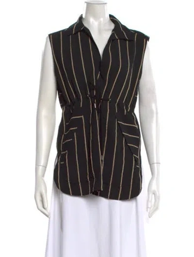 Pre-owned Cedric Charlier Striped Sleeveless Top In Black