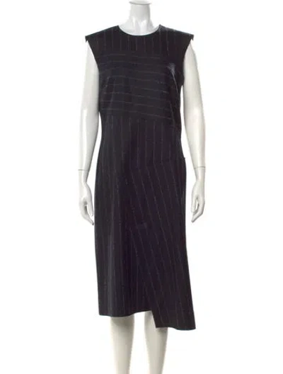 Pre-owned Cedric Charlier Virgin Wool Midi Length Dress In Blue