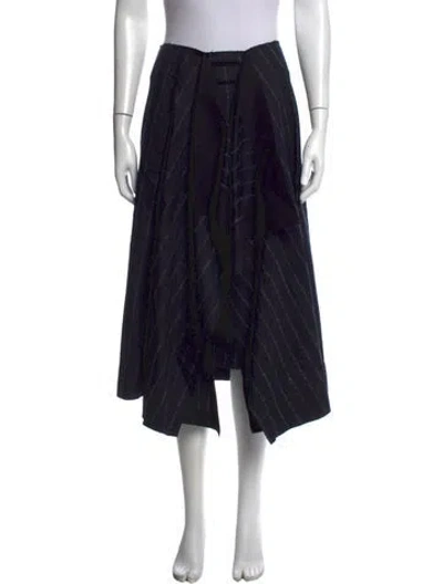 Pre-owned Cedric Charlier Virgin Wool Midi Length Skirt In Black