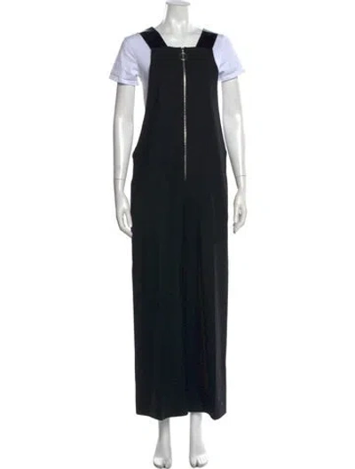 Pre-owned Cedric Charlier Virgin Wool Square Neckline Jumpsuit In Black