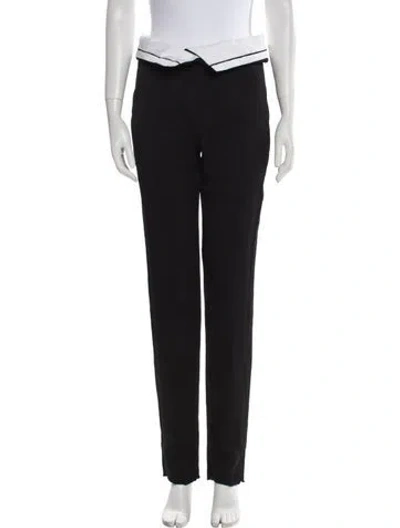 Pre-owned Cedric Charlier Virgin Wool Straight Leg Pants In Black