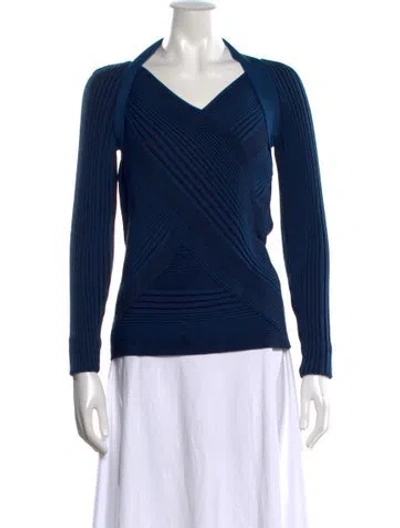 Pre-owned Cedric Charlier Virgin Wool Striped Top In Blue