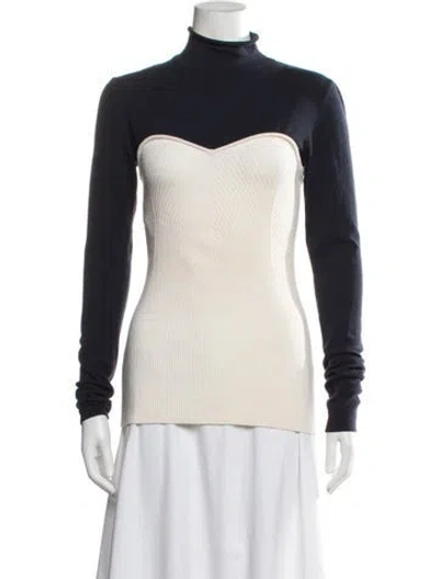 Pre-owned Cedric Charlier Virgin Wool Turtleneck Sweater In Neutrals