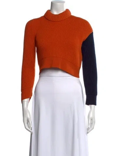 Pre-owned Cedric Charlier Virgin Wool Turtleneck Sweater In Orange