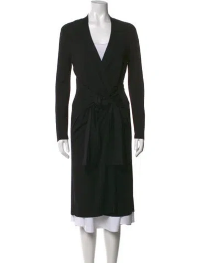 Pre-owned Cedric Charlier Virgin Wool V-neck Sweater In Black