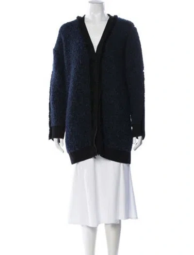 Pre-owned Cedric Charlier Virgin Wool V-neck Sweater In Blue