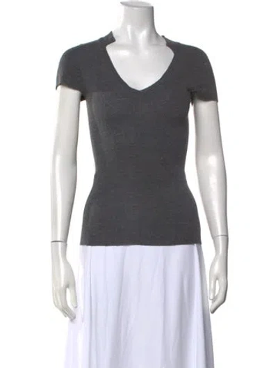 Pre-owned Cedric Charlier Virgin Wool V-neck Sweater In Grey