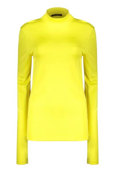 Cedric Charlier Viscose Blend Top In Yellow