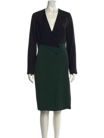 Pre-owned Cedric Charlier V-neck Knee-length Dress In Black