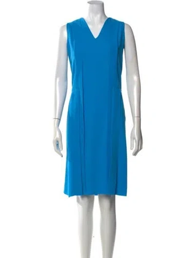 Pre-owned Cedric Charlier V-neck Knee-length Dress In Blue