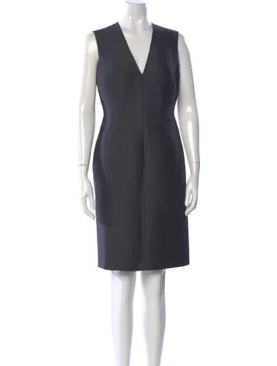 Pre-owned Cedric Charlier V-neck Knee-length Dress In Gray