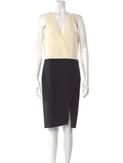 Pre-owned Cedric Charlier V-neck Knee-length Dress In Neutral
