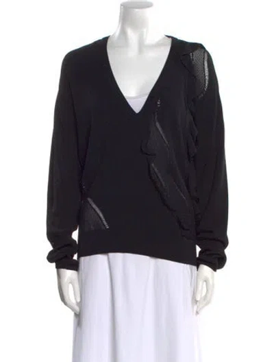 Pre-owned Cedric Charlier V-neck Long Sleeve Sweatshirt In Black