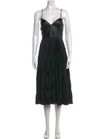 Pre-owned Cedric Charlier V-neck Midi Length Dress In Black