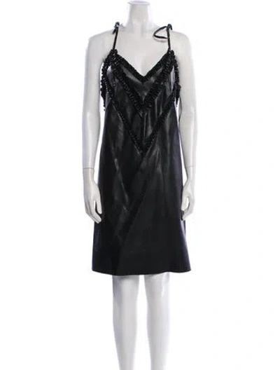 Pre-owned Cedric Charlier V-neck Mini Dress In Black