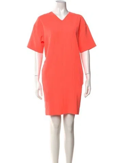 Pre-owned Cedric Charlier V-neck Mini Dress In Orange