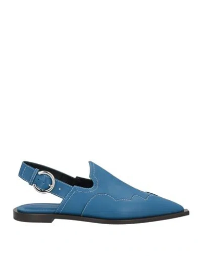 Cedric Charlier Woman Ballet Flats Azure Size 8 Soft Leather In Blue