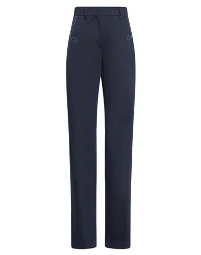 Cedric Charlier Woman Pants Navy Size 4 Cotton, Polyamide, Elastane In Navy Blue
