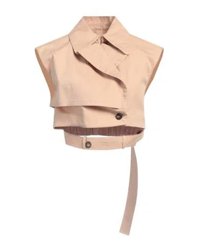Cedric Charlier Woman Shirt Beige Size 6 Cotton, Elastane