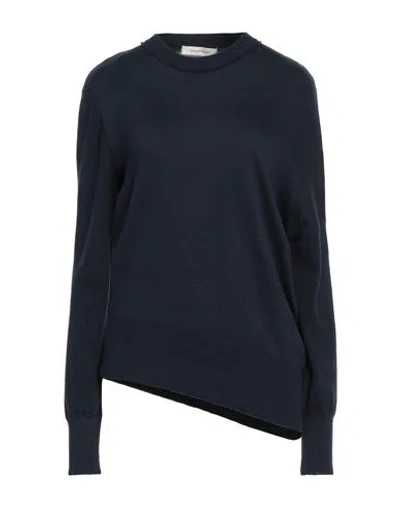 Cedric Charlier Woman Sweater Navy Blue Size 6 Cotton, Cashmere