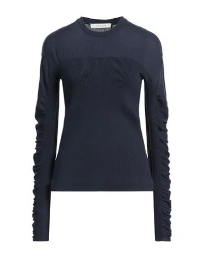 Cedric Charlier Woman Sweater Navy Size 6 Cotton, Cashmere, Polyamide, Elastane In Navy Blue