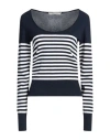 Cedric Charlier Woman Sweater Navy Size 6 Viscose, Polyamide In Navy Blue