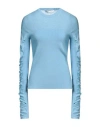 Cedric Charlier Woman Sweater Sky Blue Size 6 Cotton, Cashmere, Polyamide, Elastane