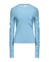 Cedric Charlier Woman Sweater Sky Blue Size 6 Cotton, Cashmere, Polyamide, Elastane In Blue