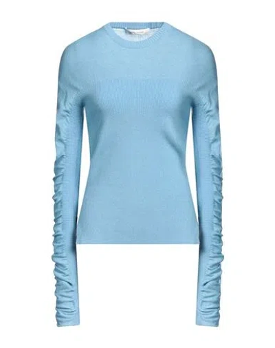 Cedric Charlier Woman Sweater Sky Blue Size 6 Cotton, Cashmere, Polyamide, Elastane