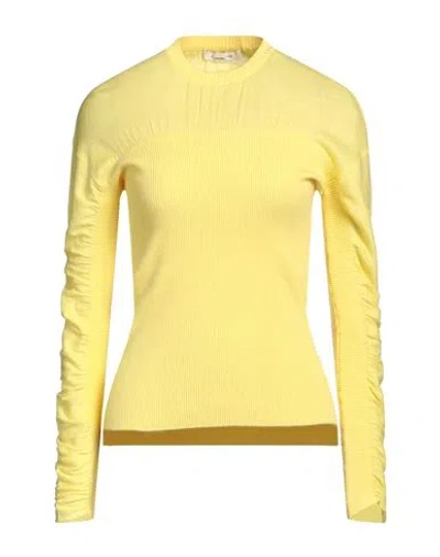Cedric Charlier Woman Sweater Yellow Size 10 Cotton, Cashmere, Polyamide, Elastane