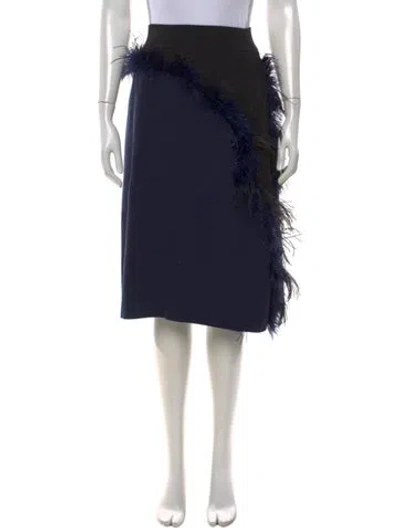 Pre-owned Cedric Charlier Wool Midi Length Skirt In Black/blue